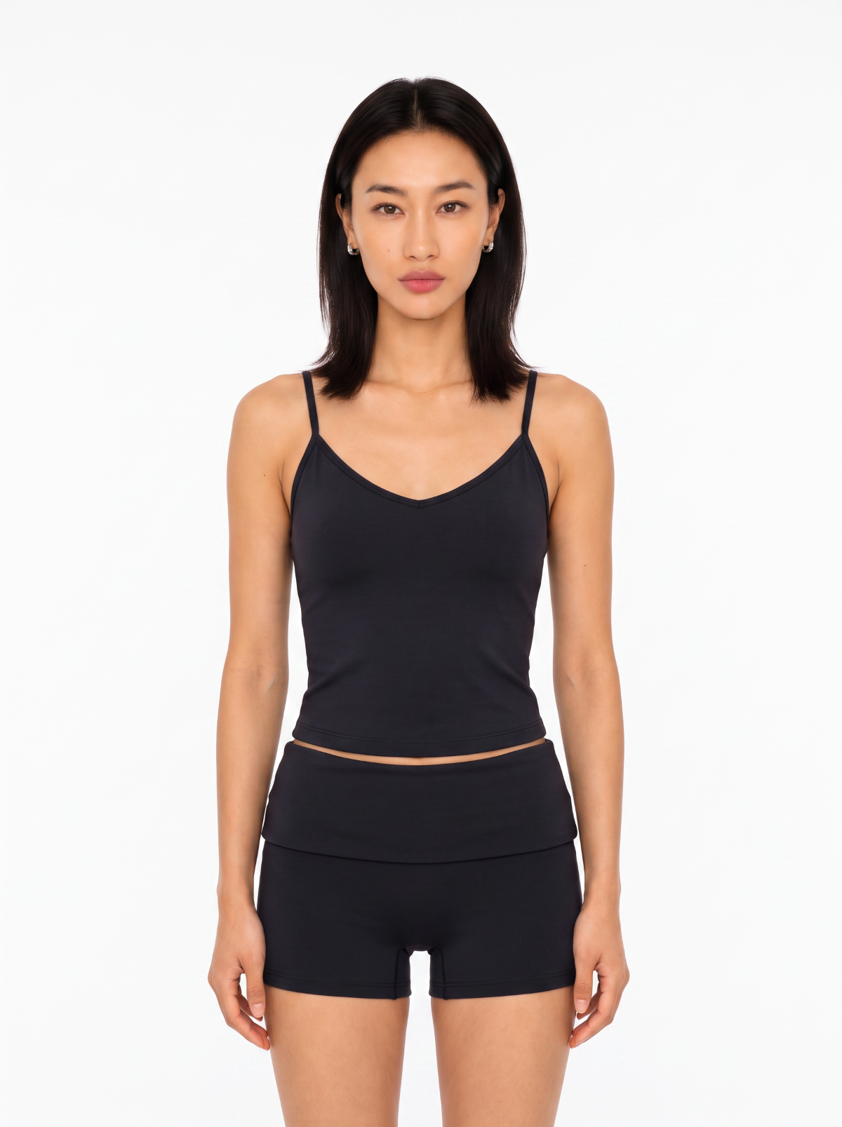The Daily Fold Over Shorts 4" in Black - view 2